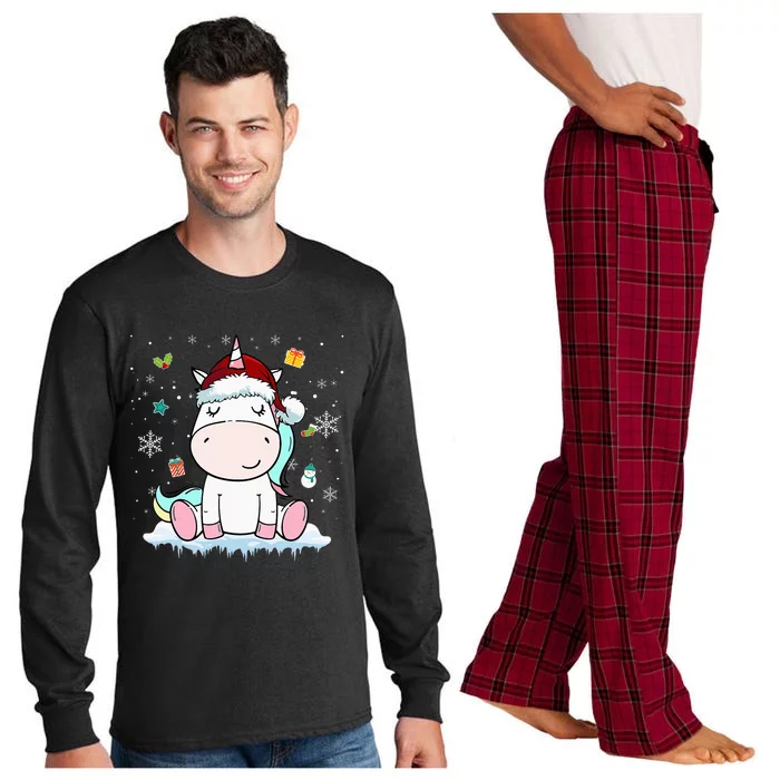 Festive Holiday Unicorn Santa Claus Festive Long Sleeve Pajama Set