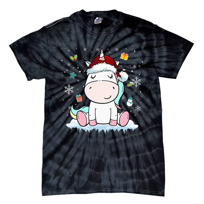 Festive Holiday Unicorn Santa Claus Festive Tie-Dye T-Shirt