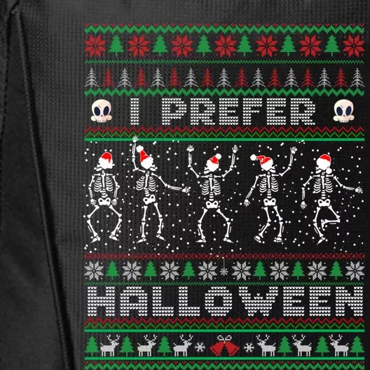 Funny Holiday Ugly Xmas I Prefer Halloween Christmas Sweater City Backpack