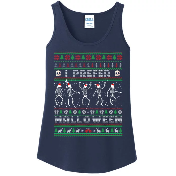 Funny Holiday Ugly Xmas I Prefer Halloween Christmas Sweater Ladies Essential Tank