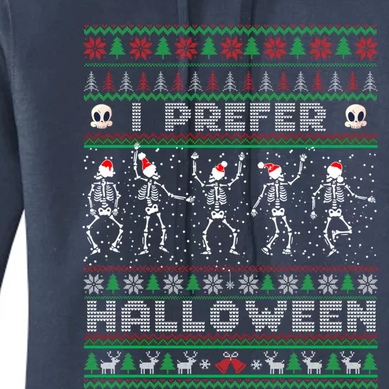 Funny Holiday Ugly Xmas I Prefer Halloween Christmas Sweater Women's Pullover Hoodie