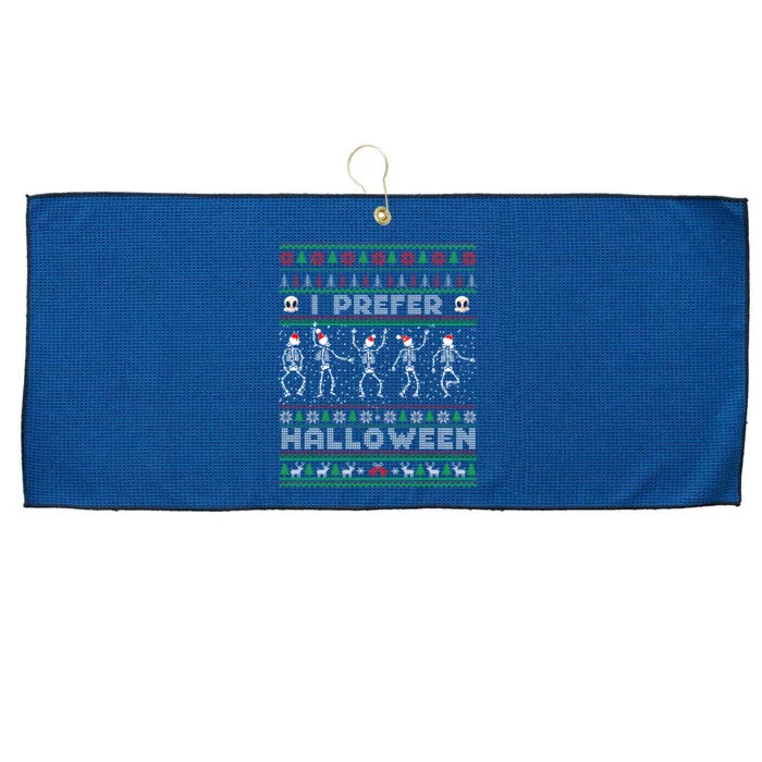 Funny Holiday Ugly Xmas I Prefer Halloween Christmas Sweater Large Microfiber Waffle Golf Towel