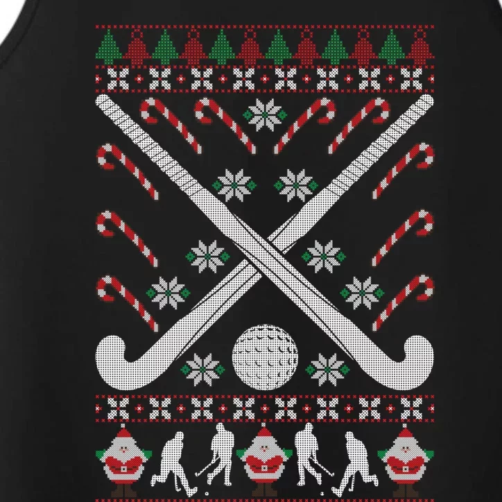 Field Hockey Ugly Christmas Funny Holiday Xmas Gift Performance Tank