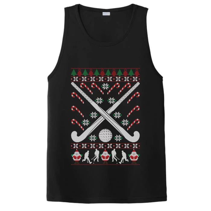 Field Hockey Ugly Christmas Funny Holiday Xmas Gift Performance Tank