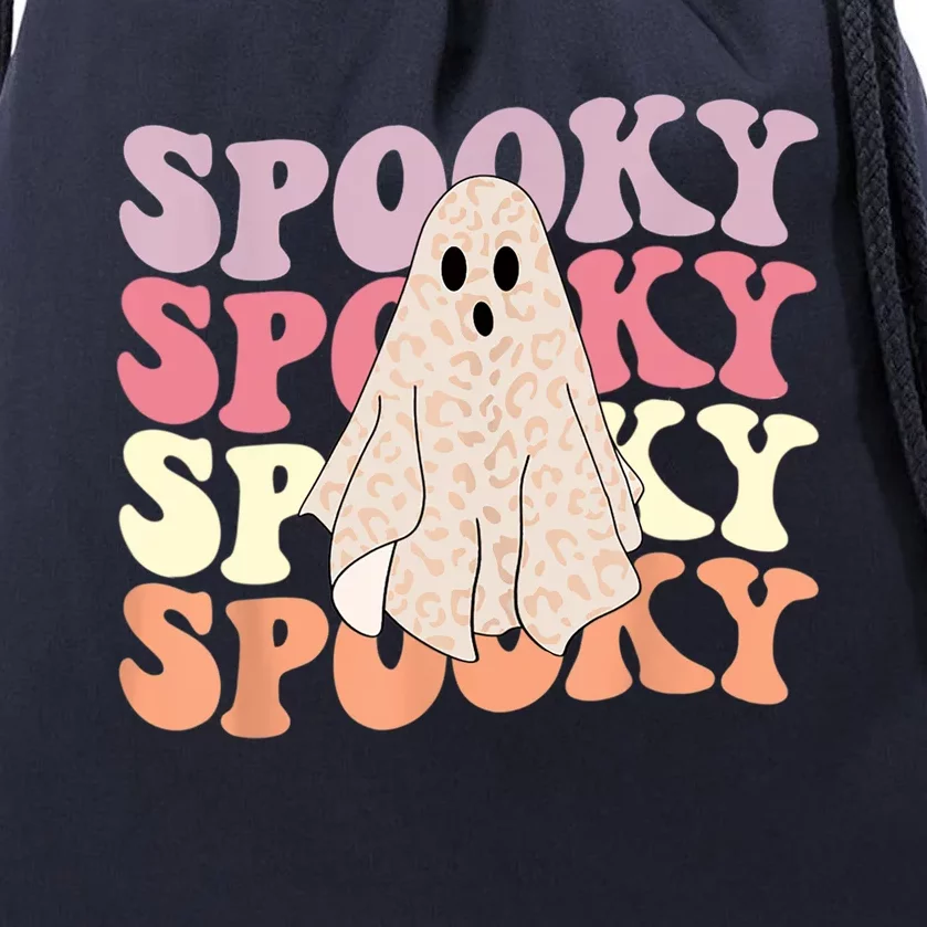 Funny Halloween Vibes Retro Spooky Ghost Boo Spooky Season Gift Drawstring Bag