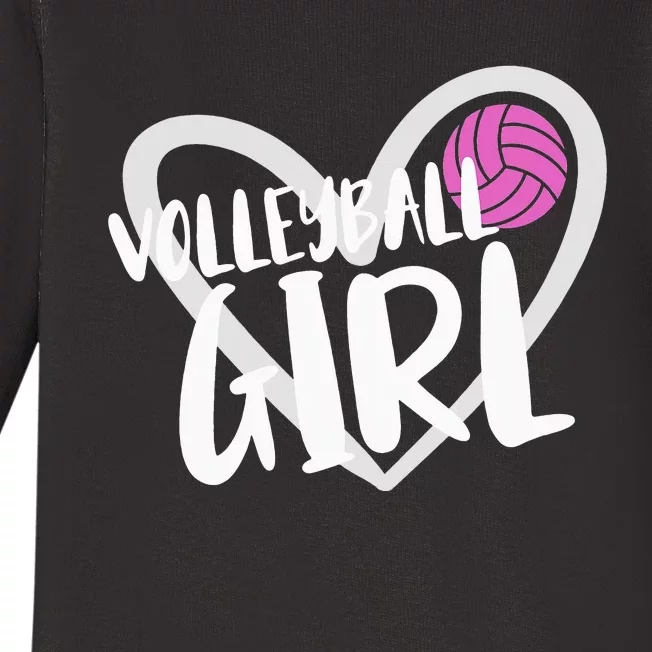 funny heart Volleyball  Player Coach Baby Long Sleeve Bodysuit