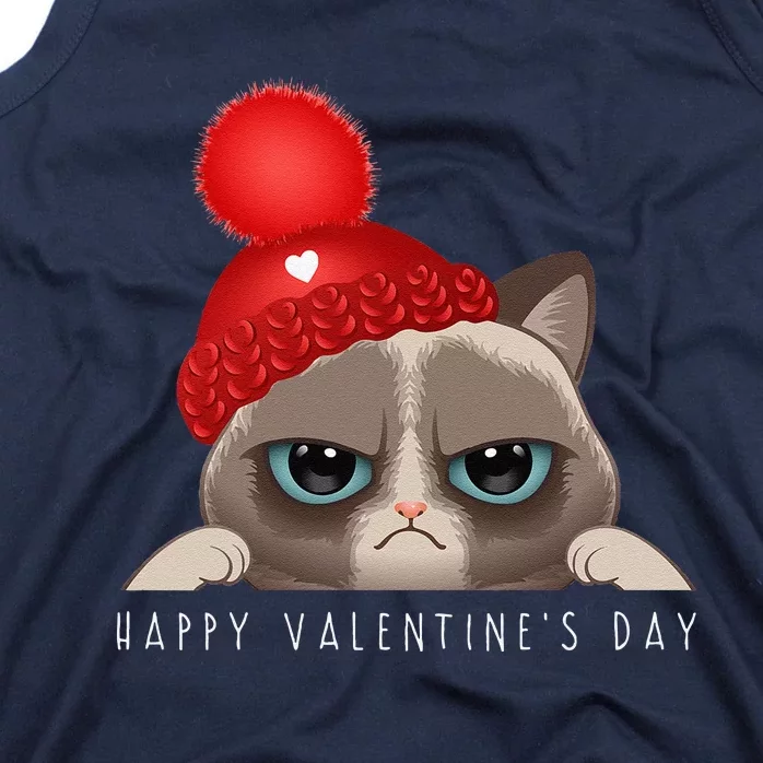 Funny Happy Valentines Day Cat Love Heart Tank Top