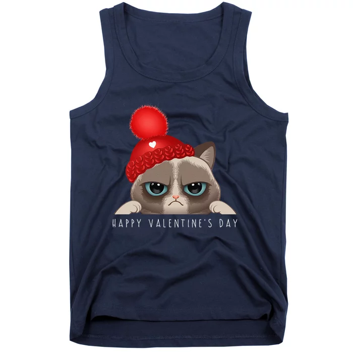 Funny Happy Valentines Day Cat Love Heart Tank Top