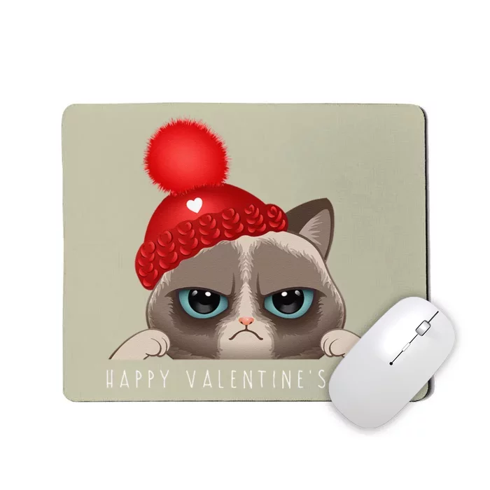 Funny Happy Valentines Day Cat Love Heart Mousepad