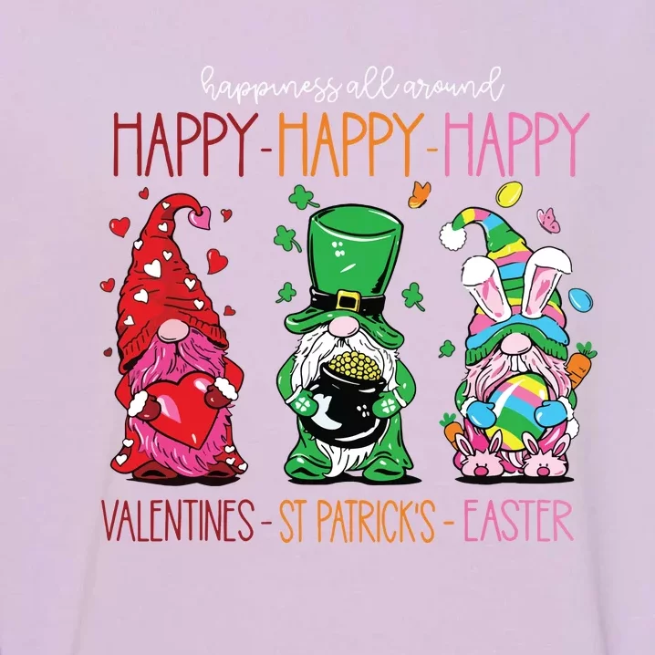 Funny Happy Valentines St Patrick Easter Happy Holiday Gnome Garment-Dyed Sweatshirt