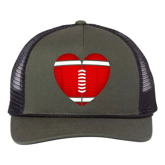 Football Heart Valentines Day Retro Rope Trucker Hat Cap