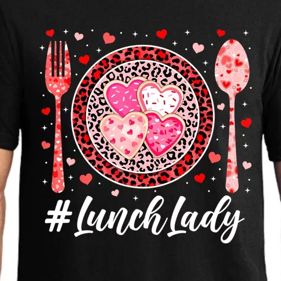 Funny Happy Valentine's Day Lunch Lady Leopard Heart Pajama Set