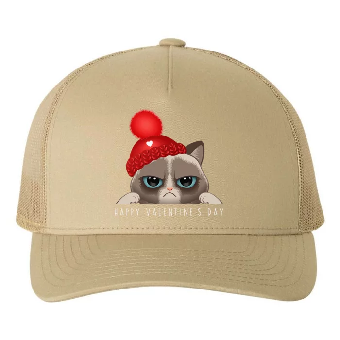 Funny Happy Valentines Day Cat Love Heart Yupoong Adult 5-Panel Trucker Hat