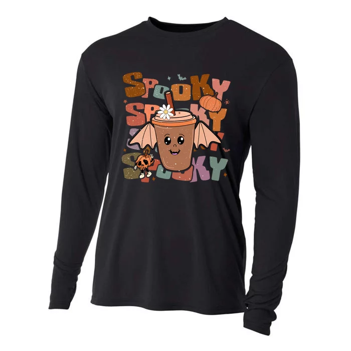 Funny Halloween Vibes Retro Spooky Ghost Boo Spooky Season Gift Cooling Performance Long Sleeve Crew