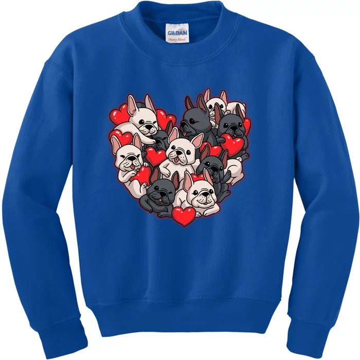 Frenchie Heart Valentines Great Gift Love French Bulldog Gift Meaningful Gift Kids Sweatshirt