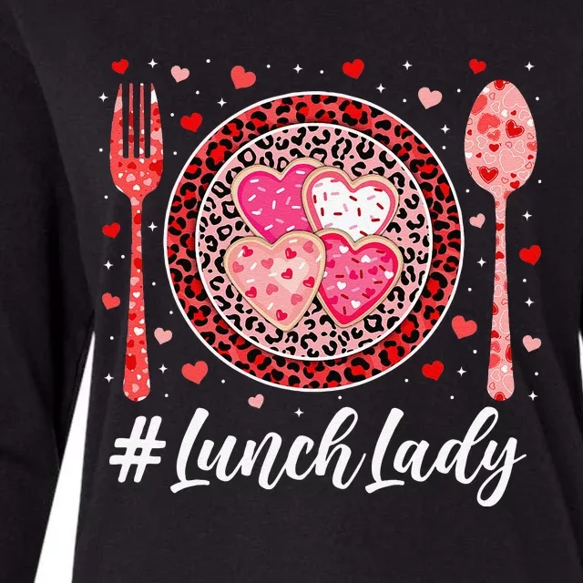 Funny Happy Valentine's Day Lunch Lady Leopard Heart Women Womens Cotton Relaxed Long Sleeve T-Shirt