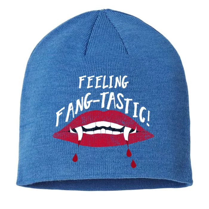 Fangtastic Halloween Vampires Teeth Lips Blood Bite Me Meaningful Gift 8 1/2in Sustainable Knit Beanie