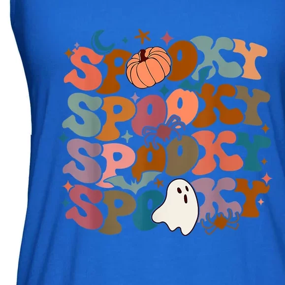 Funny Halloween Vibes Retro Spooky Ghost Boo Spooky Season Gift Ladies Essential Flowy Tank