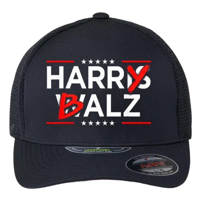 Funny Harris Walz 24 Harry Balz 2024 Meme Kamala Harris Flexfit Unipanel Trucker Cap