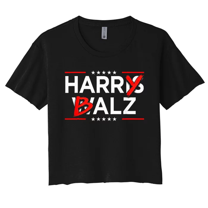 Funny Harris Walz 24 Harry Balz 2024 Meme Kamala Harris Women's Crop Top Tee