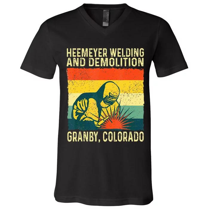 Funny Heemeyer Welding And Demolition Granby Vintage V-Neck T-Shirt