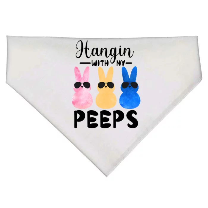 Funny Hangin With My Peeps Easter Bunny Chillin With Peeps Gift USA-Made Doggie Bandana