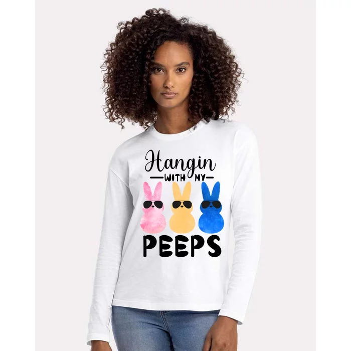 Funny Hangin With My Peeps Easter Bunny Chillin With Peeps Gift Womens Cotton Relaxed Long Sleeve T-Shirt