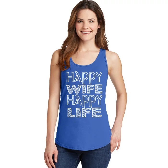 Funny Happy Wife Happy Life Married Wife Lover Gift Meaningful Gift Ladies Essential Tank