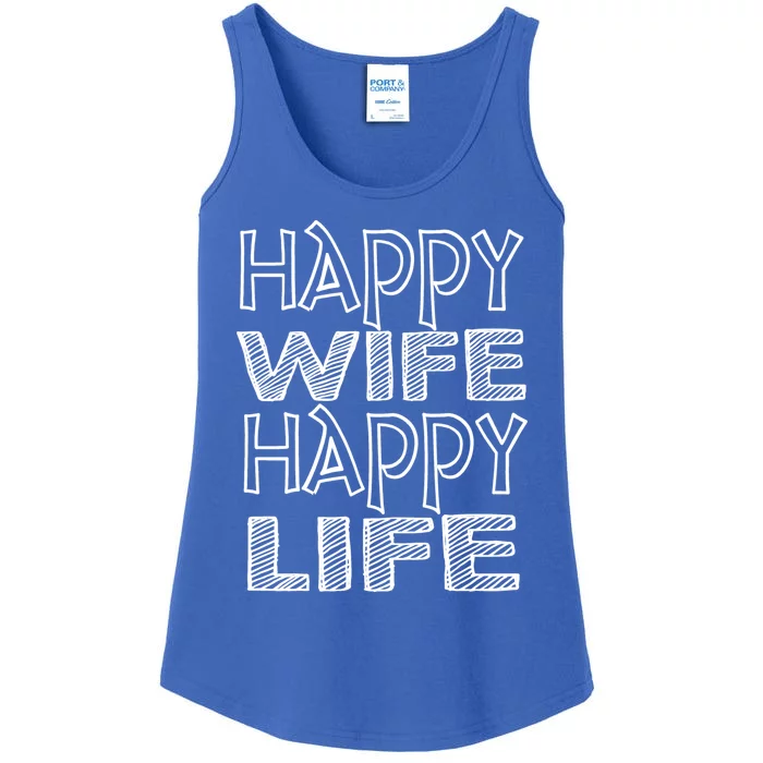 Funny Happy Wife Happy Life Married Wife Lover Gift Meaningful Gift Ladies Essential Tank