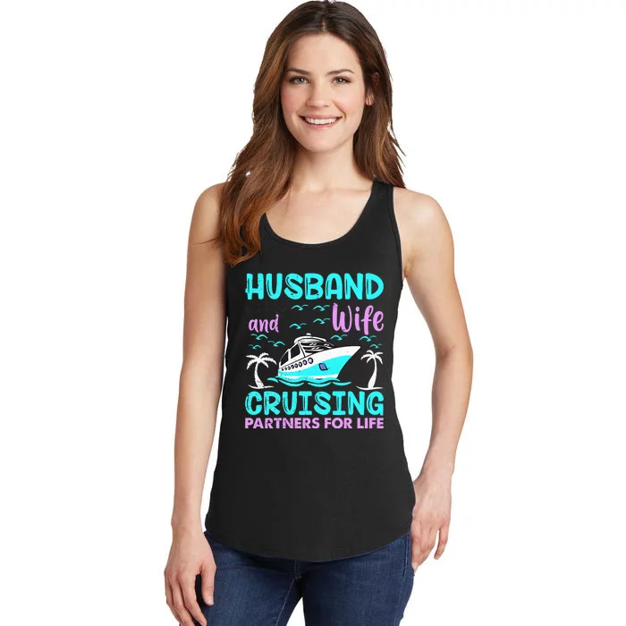 funny Husband Wife Cruising Partners for Life Ladies Essential Tank