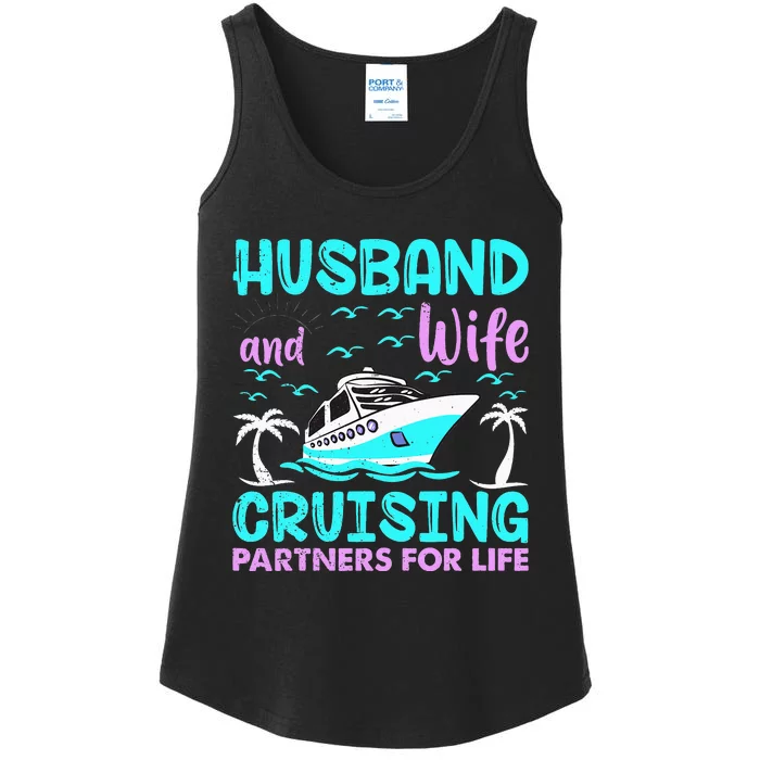 funny Husband Wife Cruising Partners for Life Ladies Essential Tank