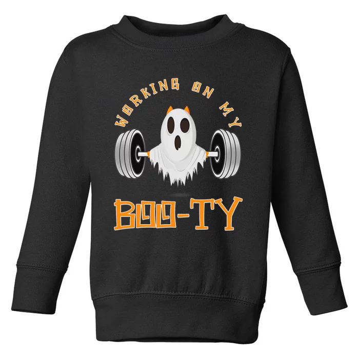 Funny Halloween Workout Gym Working On My Boo Ty Ghost Toddler Sweatshirt