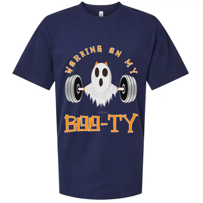 Funny Halloween Workout Gym Working On My Boo Ty Ghost Sueded Cloud Jersey T-Shirt