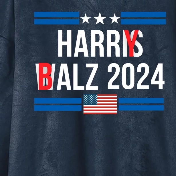 Funny Harris Walz 24 Harry Balz 2024 Meme Democratics Vote Hooded Wearable Blanket