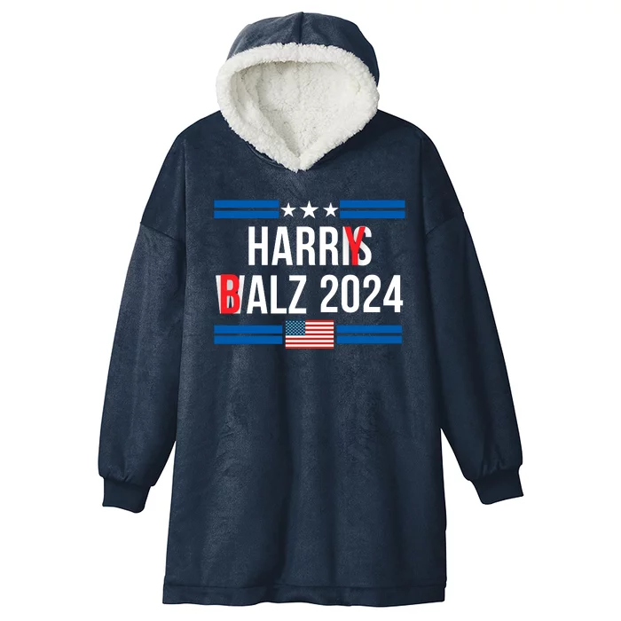 Funny Harris Walz 24 Harry Balz 2024 Meme Democratics Vote Hooded Wearable Blanket