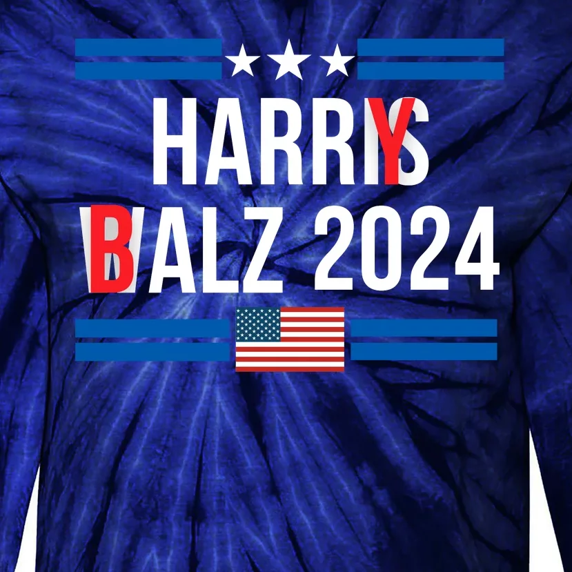 Funny Harris Walz 24 Harry Balz 2024 Meme Democratics Vote Tie-Dye Long Sleeve Shirt