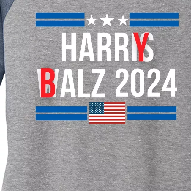 Funny Harris Walz 24 Harry Balz 2024 Meme Democratics Vote Women's Tri-Blend 3/4-Sleeve Raglan Shirt