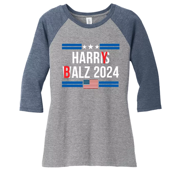 Funny Harris Walz 24 Harry Balz 2024 Meme Democratics Vote Women's Tri-Blend 3/4-Sleeve Raglan Shirt