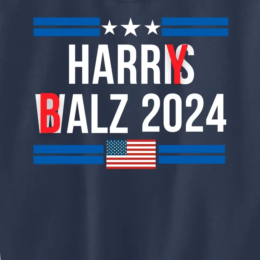 Funny Harris Walz 24 Harry Balz 2024 Meme Democratics Vote Kids Sweatshirt