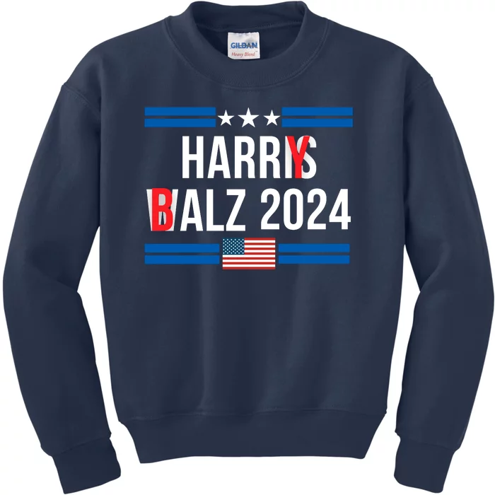 Funny Harris Walz 24 Harry Balz 2024 Meme Democratics Vote Kids Sweatshirt