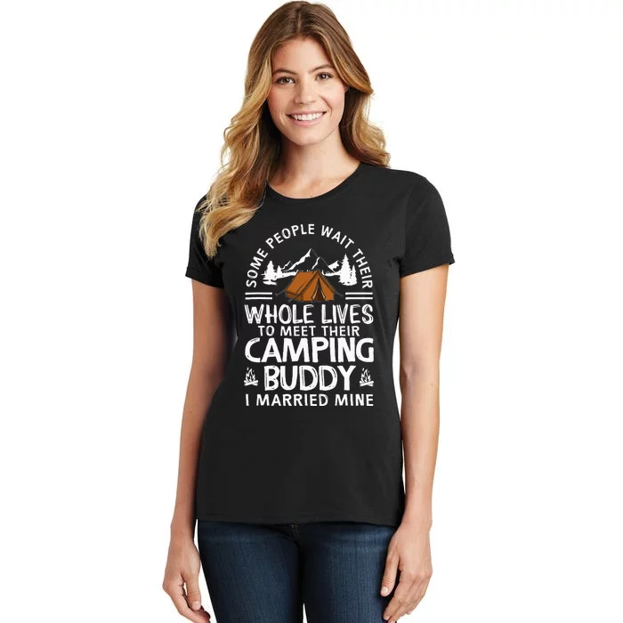 Funny Husband & Wife Cool Camping Buddies Women's T-Shirt