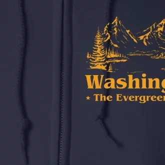 Funny Home Washington The Evergreen State Full Zip Hoodie