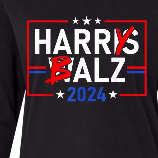 Funny Harris Walz 24 Harry Balz 2024 Meme Democratics Vote Womens Cotton Relaxed Long Sleeve T-Shirt