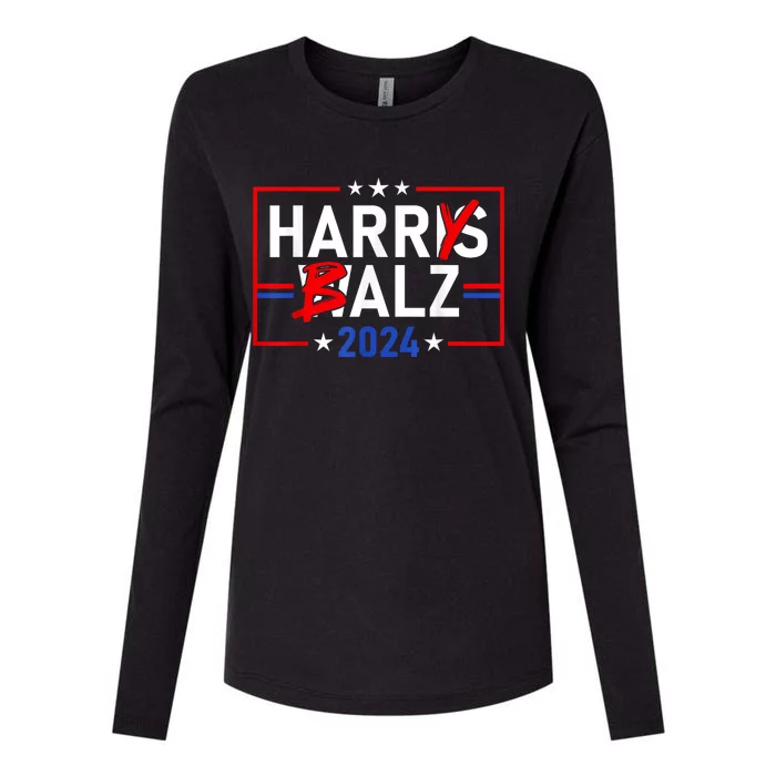 Funny Harris Walz 24 Harry Balz 2024 Meme Democratics Vote Womens Cotton Relaxed Long Sleeve T-Shirt