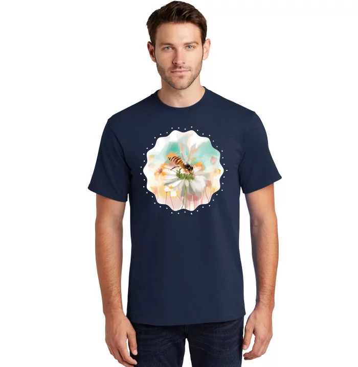 Flowers Honeybee Watercolor Tall T-Shirt