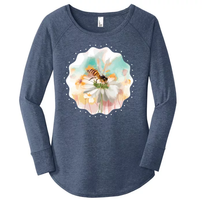 Flowers Honeybee Watercolor Women's Perfect Tri Tunic Long Sleeve Shirt