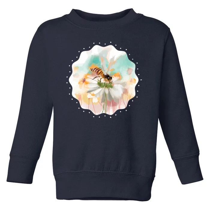 Flowers Honeybee Watercolor Toddler Sweatshirt