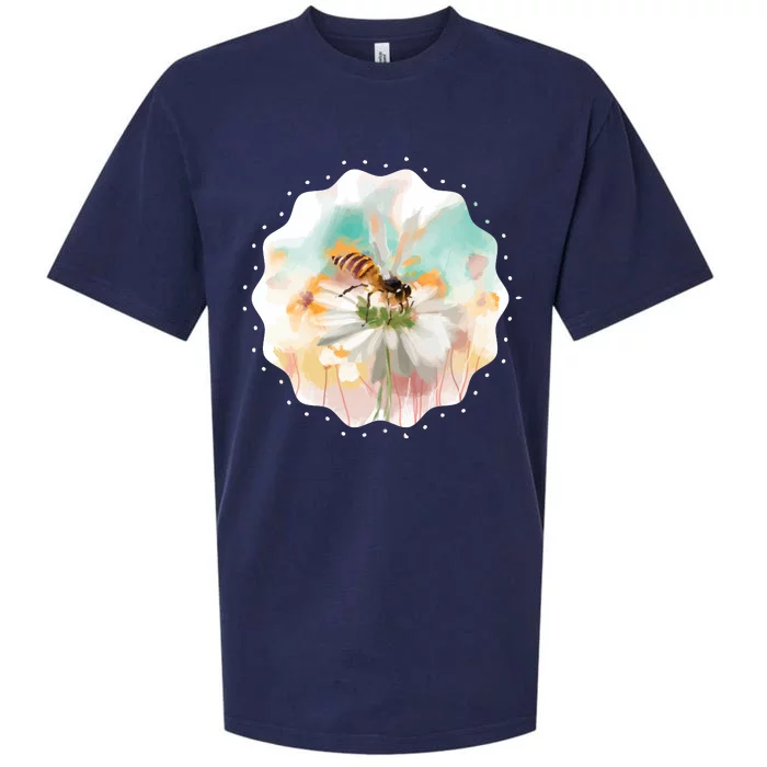 Flowers Honeybee Watercolor Sueded Cloud Jersey T-Shirt