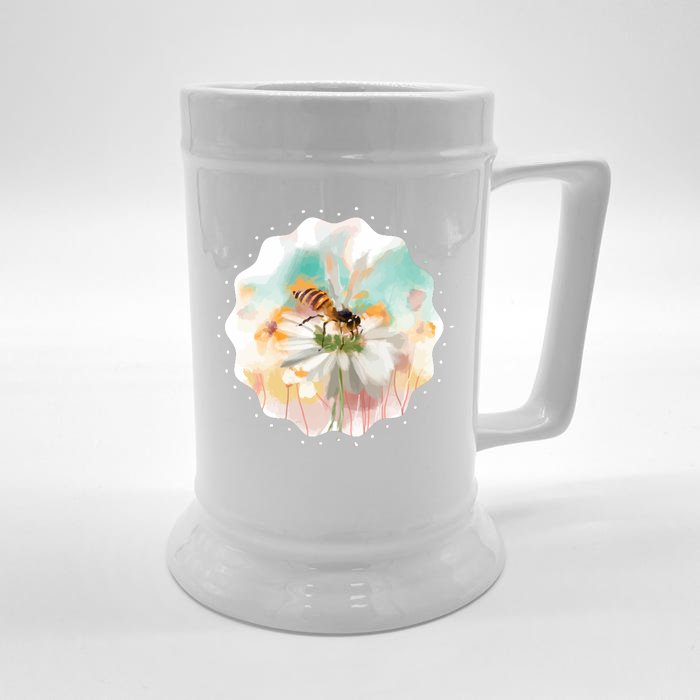 Flowers Honeybee Watercolor Front & Back Beer Stein