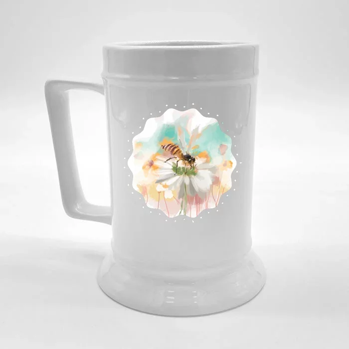 Flowers Honeybee Watercolor Front & Back Beer Stein